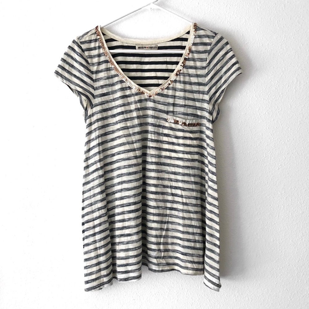Cute Andrew Charles Striped Top with Sequins